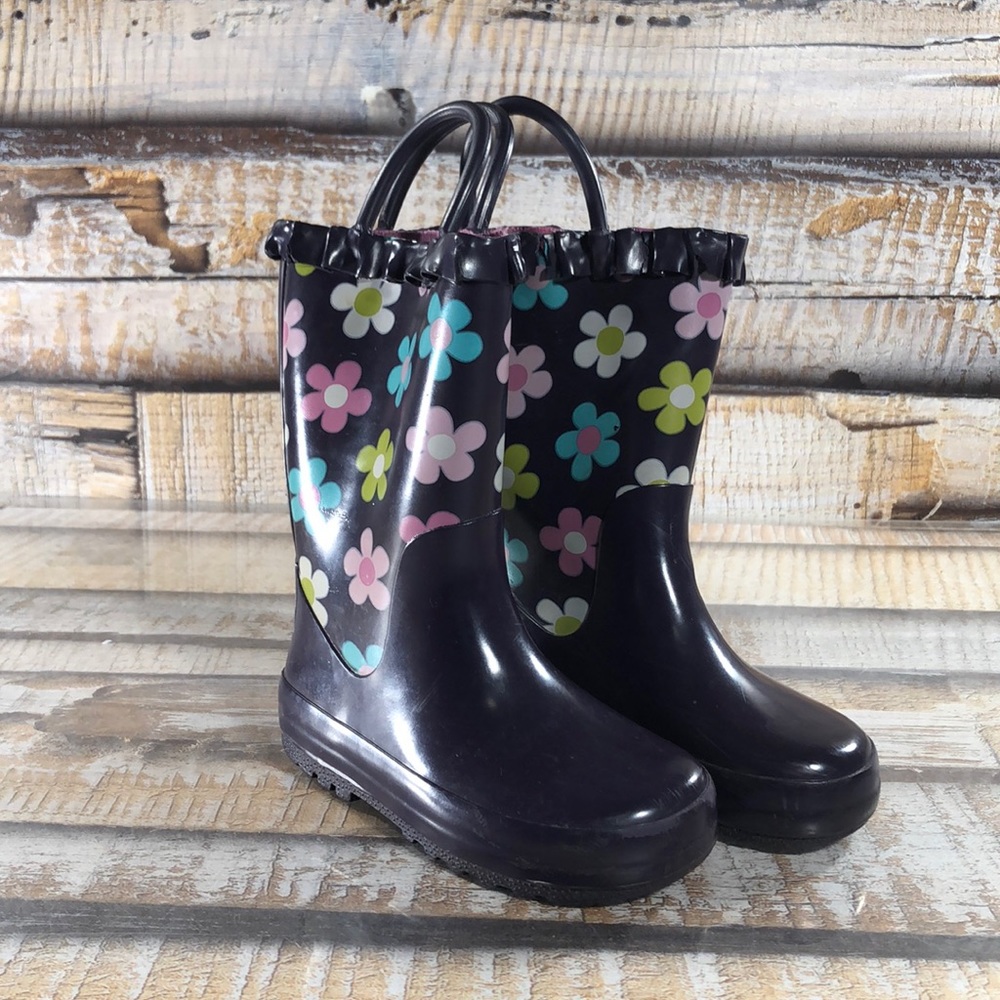 Carters Girl Flower Ruffle Rain Boots Girls Size 8